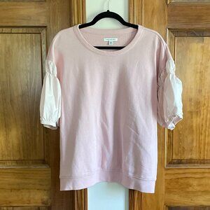 Free Assembly Pink Sweatshirt Top with Puffy Sleeves Size XXXL